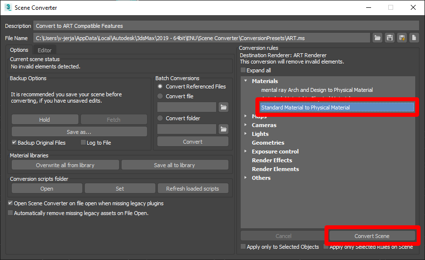 标准材质到物理材质。