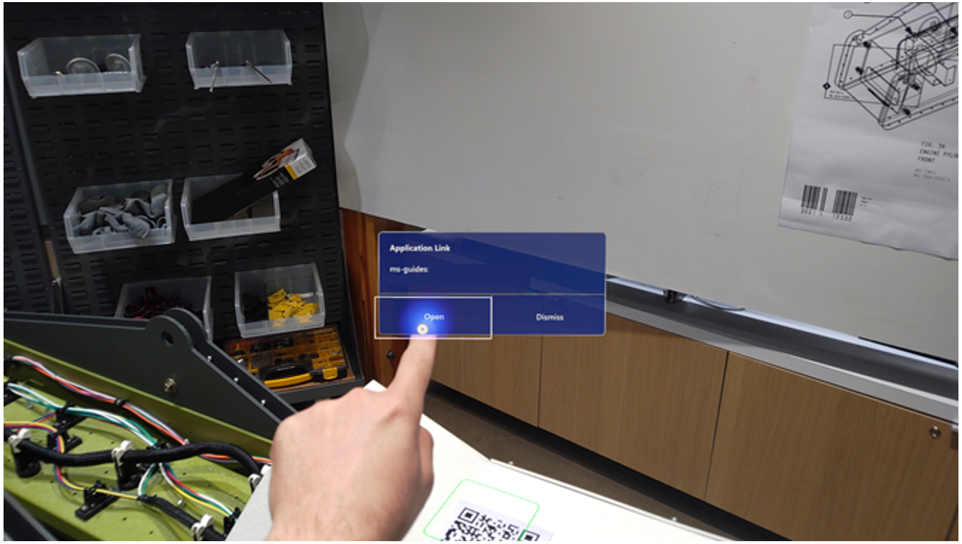 带“打开”按钮的“应用程序链接”对话框。