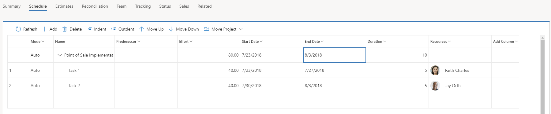 一般资源分配由“计划”选项卡上的命名资源替换。