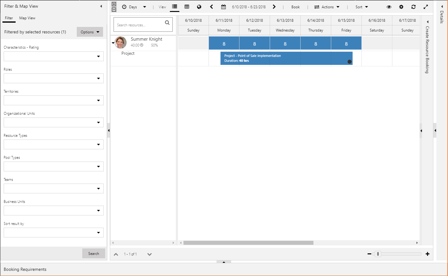 展开的资源以显示已分配的项目。