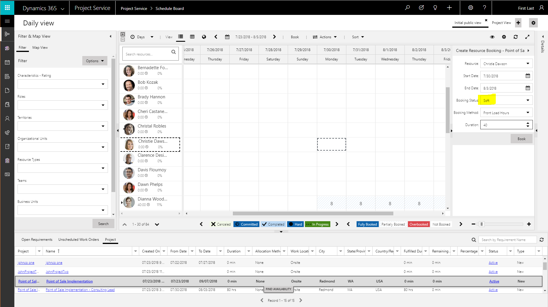 预订状态设置为“暂定”。