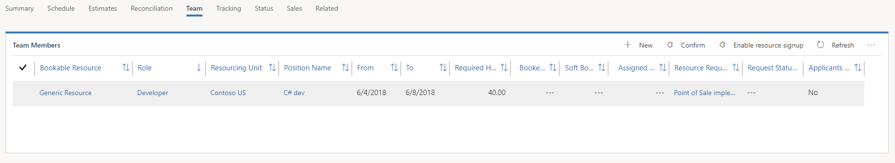 在团队中预订的通用资源。