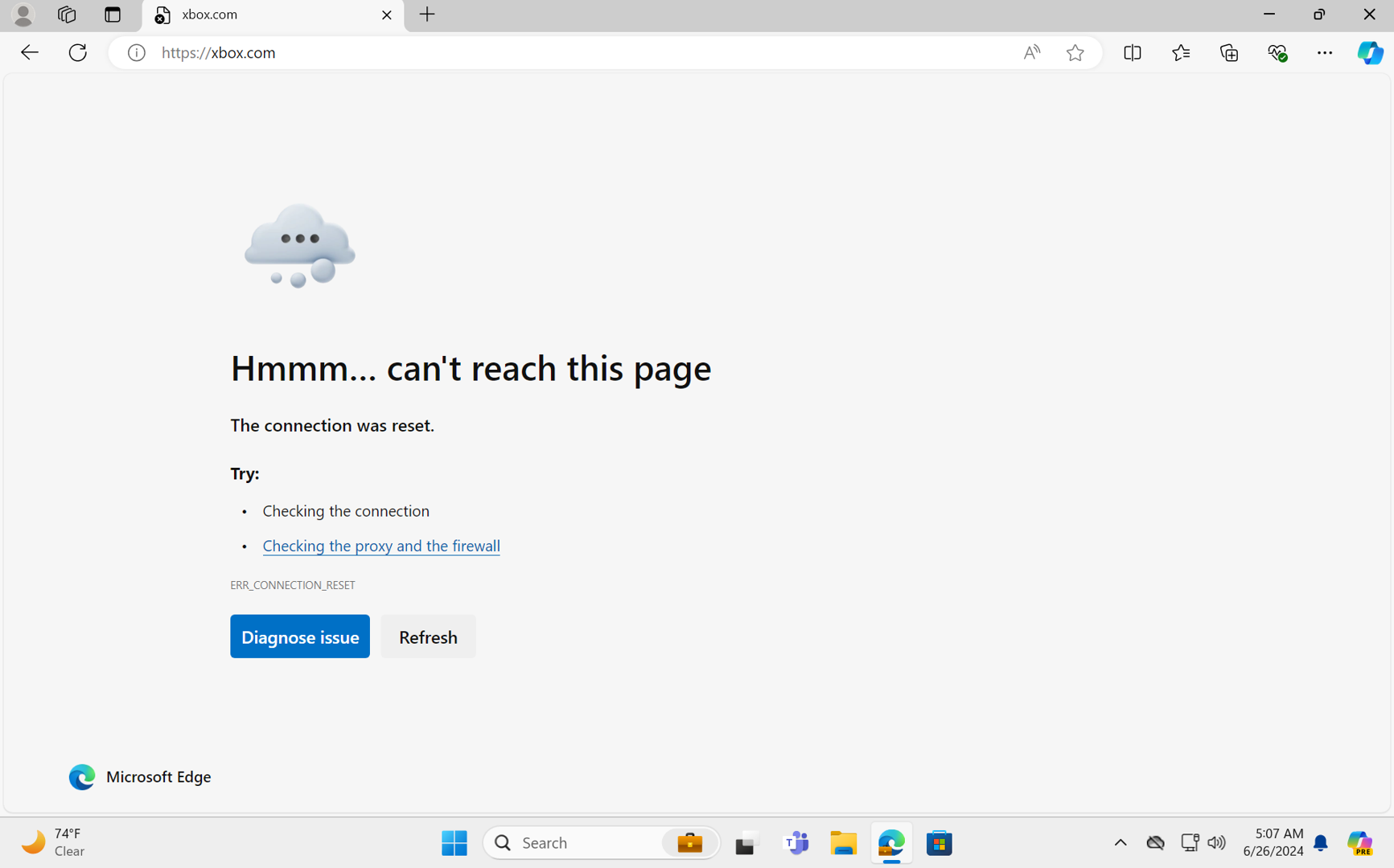 显示 HTTPS 流量的“已重置连接”浏览器错误的屏幕截图。