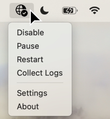 显示全局安全访问客户端操作列表的屏幕截图。