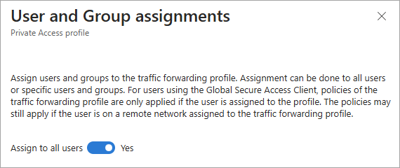 “分配给所有用户”开关的屏幕截图。