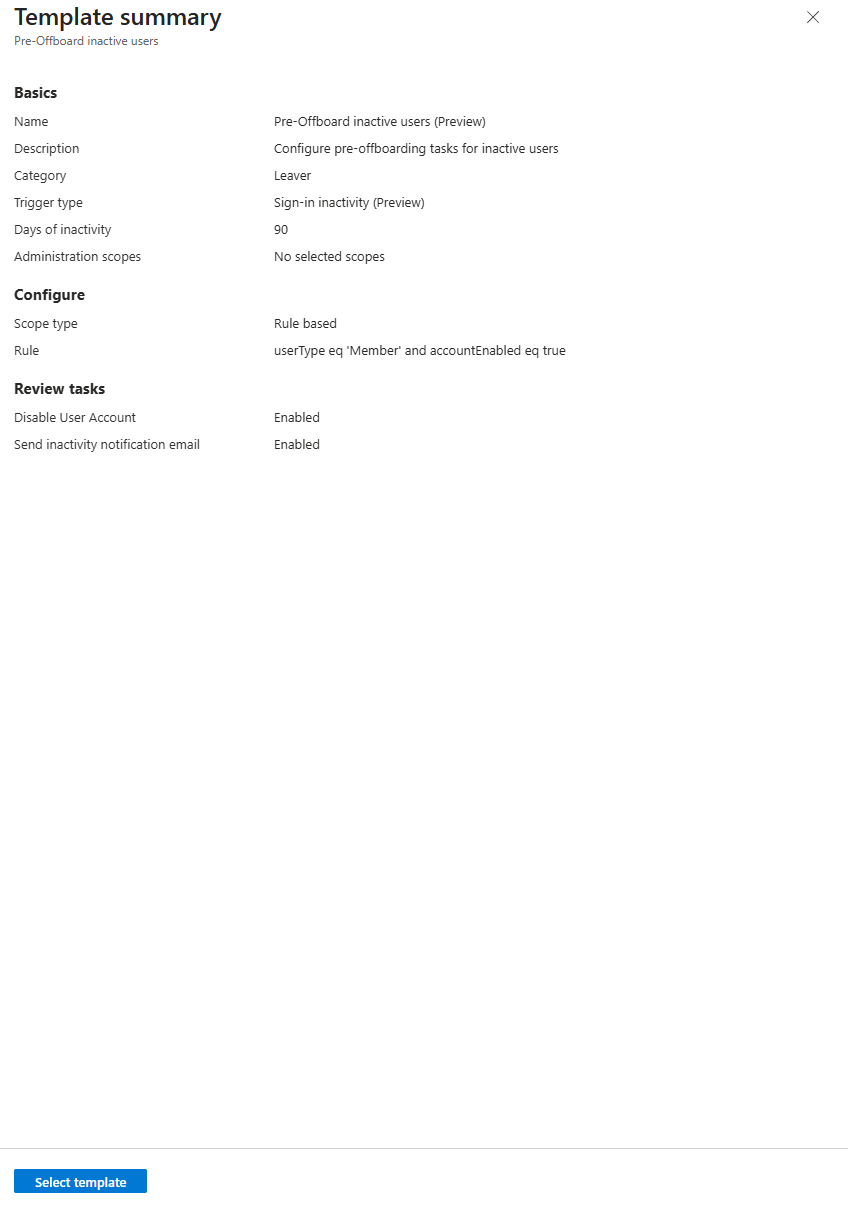预卸载非活动用户模板的屏幕截图。
