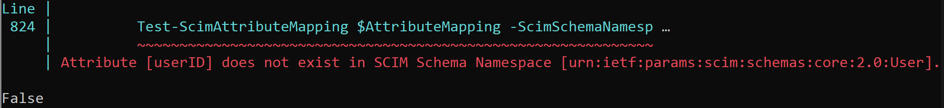 映射错误的屏幕截图。
