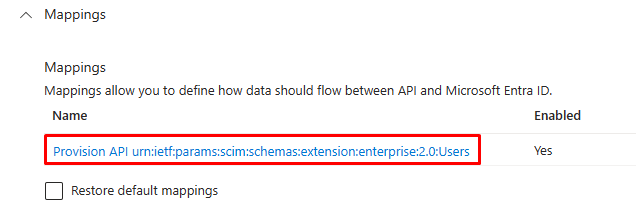 属性映射屏幕的屏幕截图。