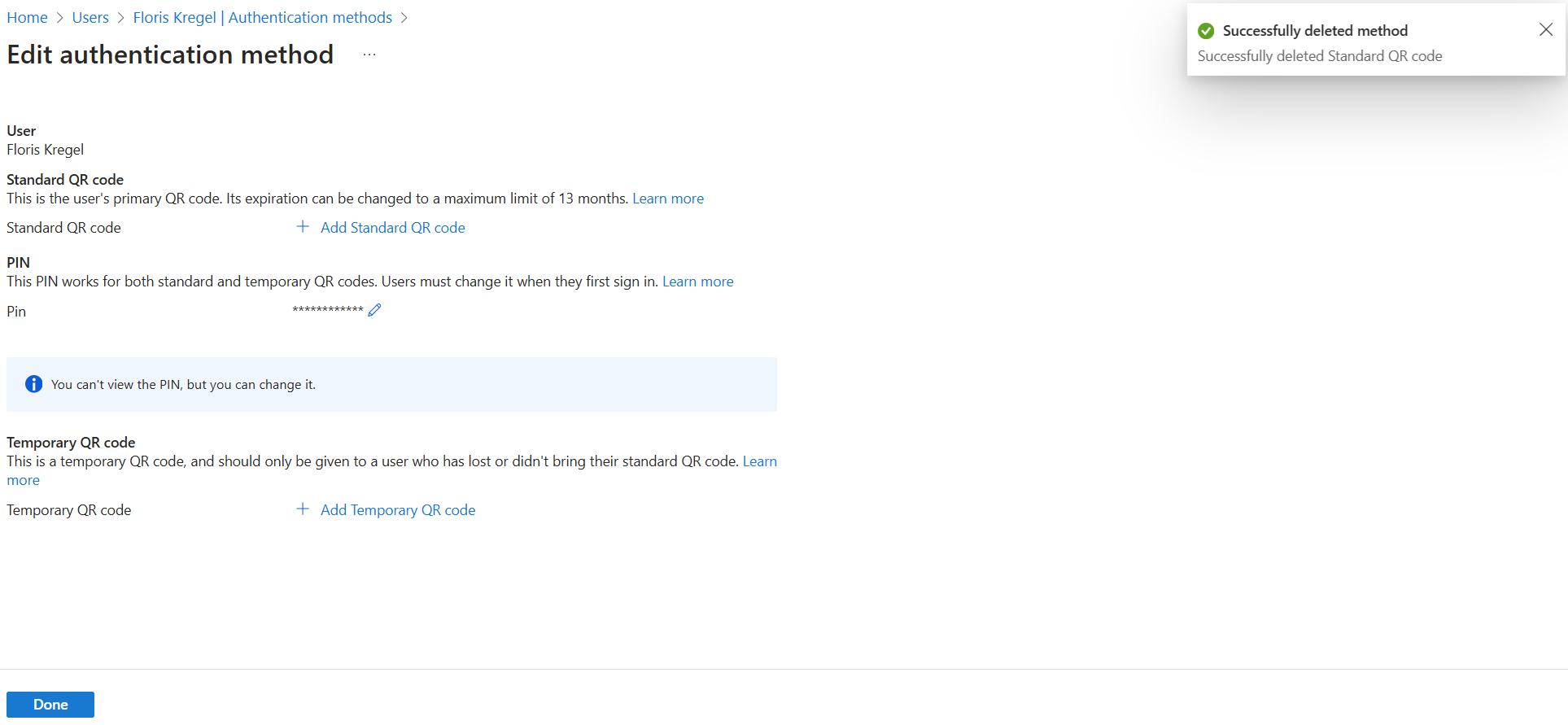 显示如何替换丢失或被盗 QR 码的屏幕截图。