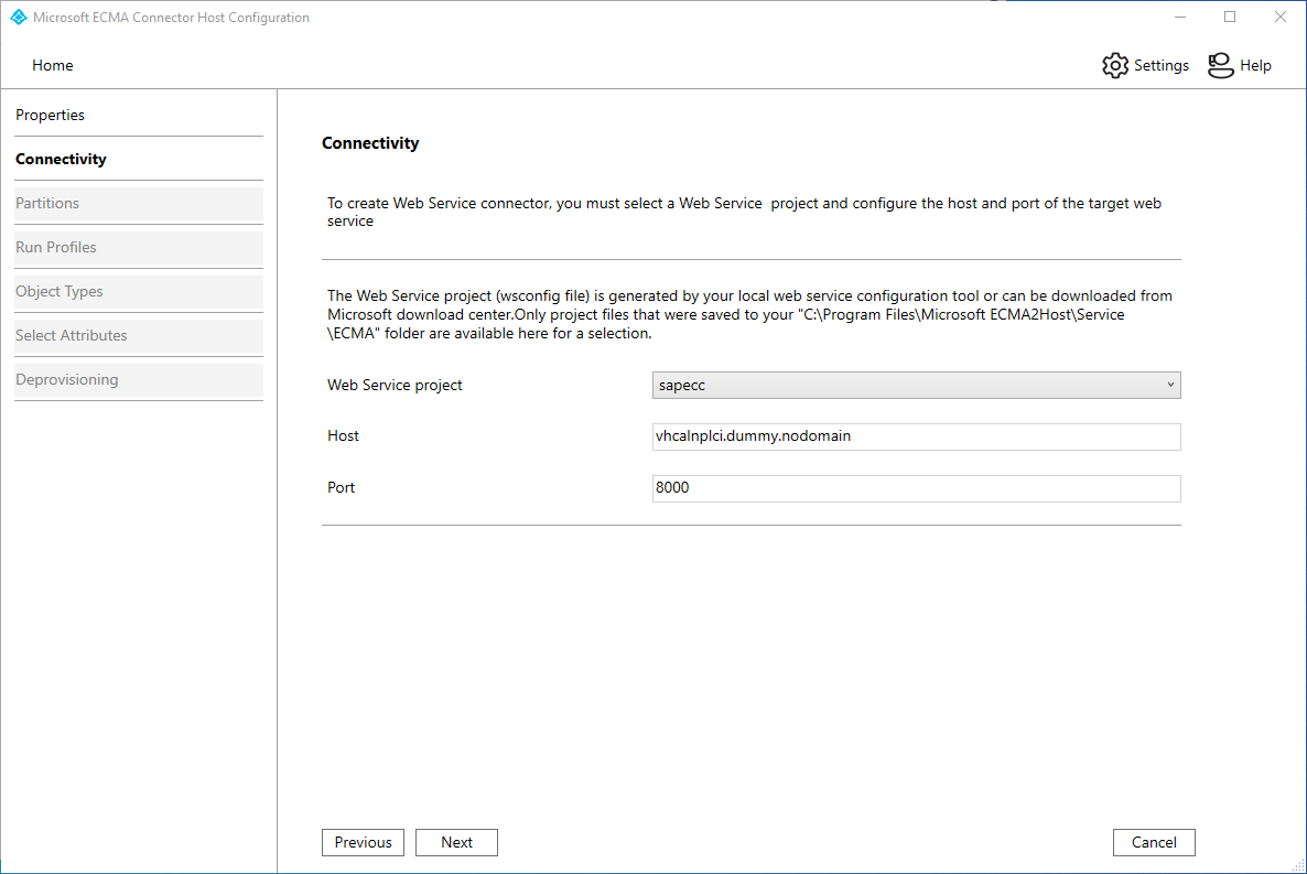 显示“连接性”页的屏幕截图。