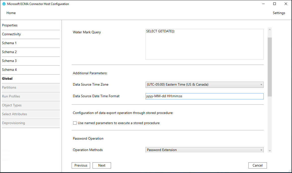 显示“全局”页的屏幕截图。