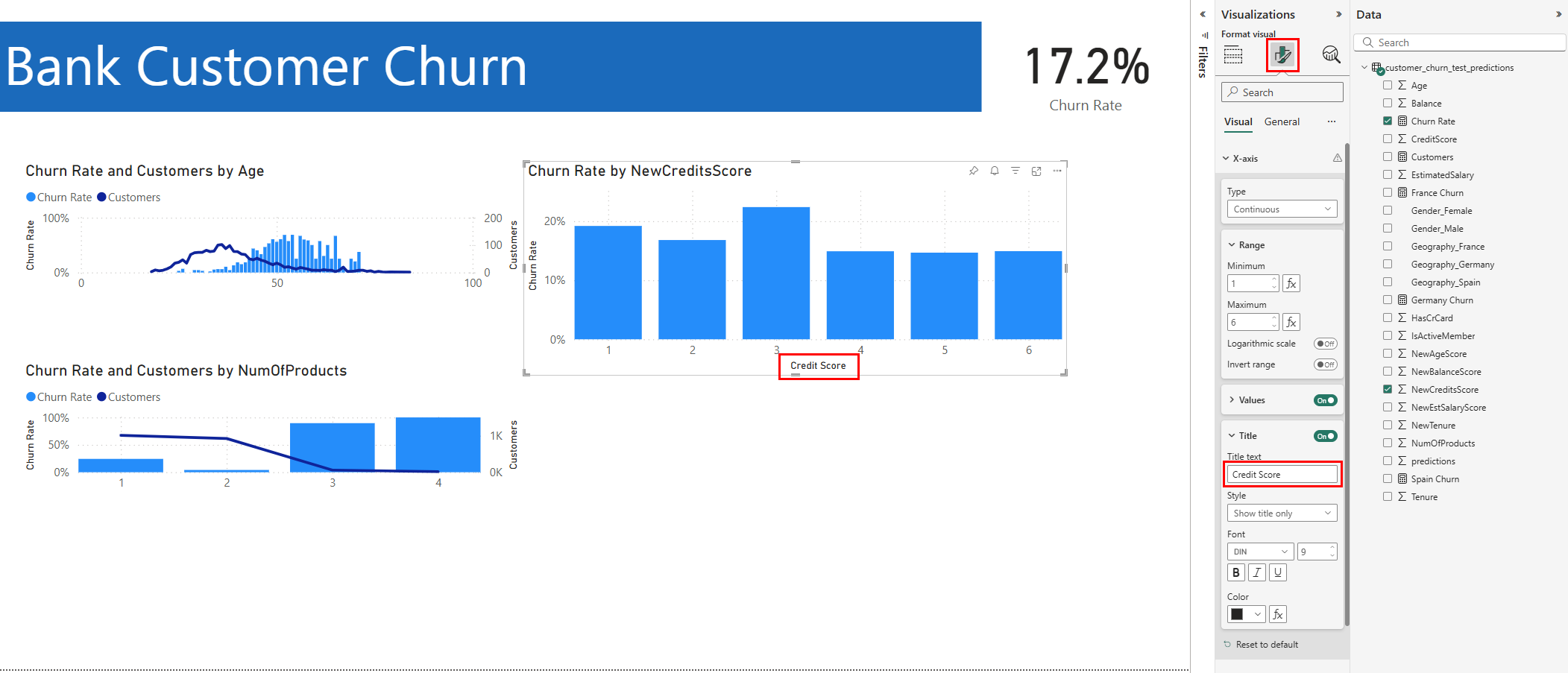 显示如何更改图表标题的屏幕截图。