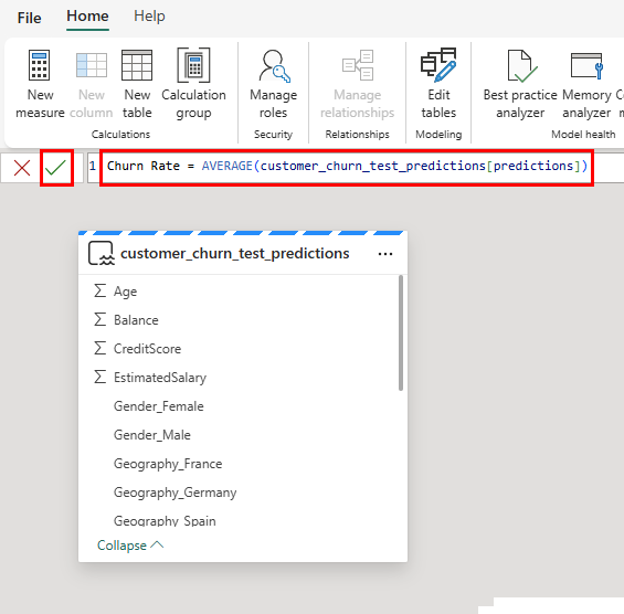 屏幕截图显示如何选择编辑栏复选标记。