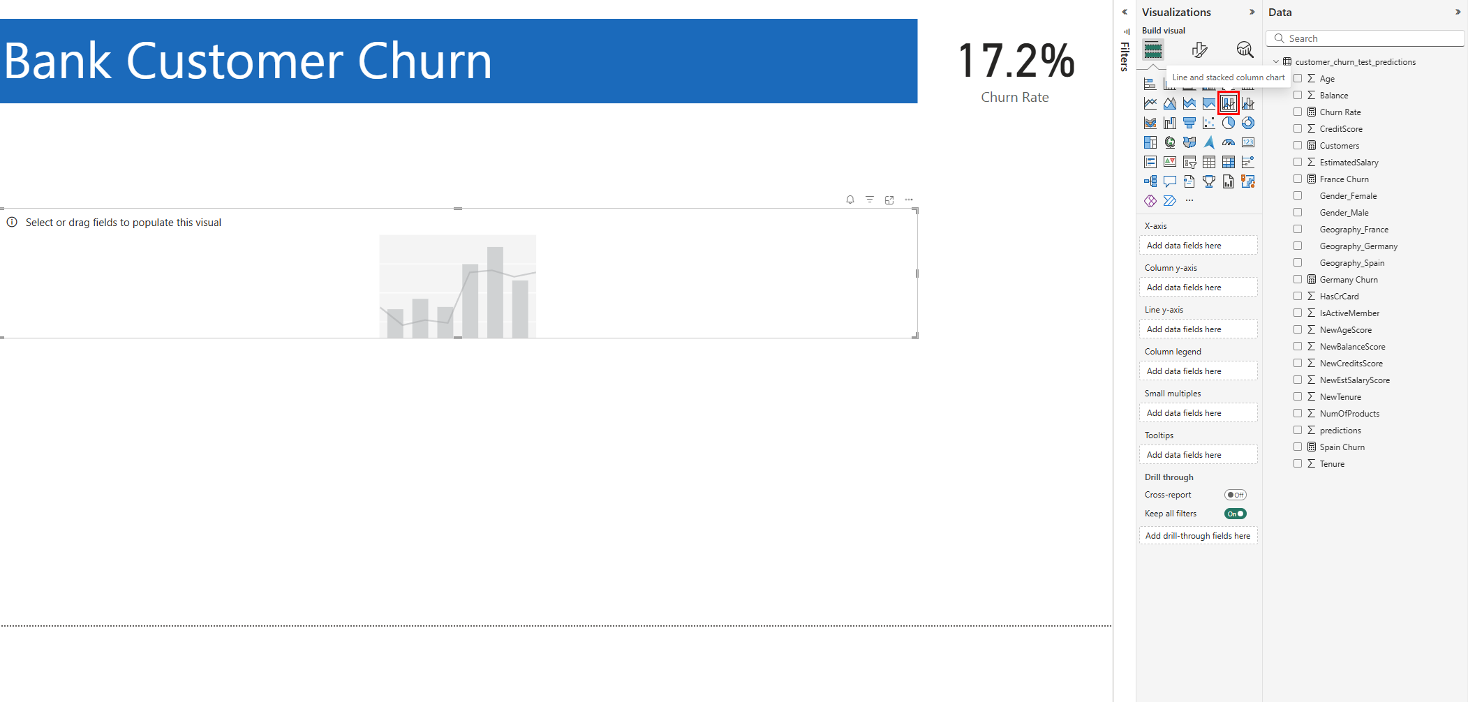 屏幕截图显示如何选择折线和堆积柱形图。