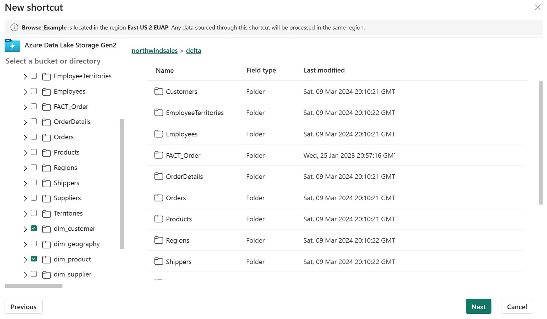 存储浏览窗口的屏幕截图,其中选中了多个文件夹。