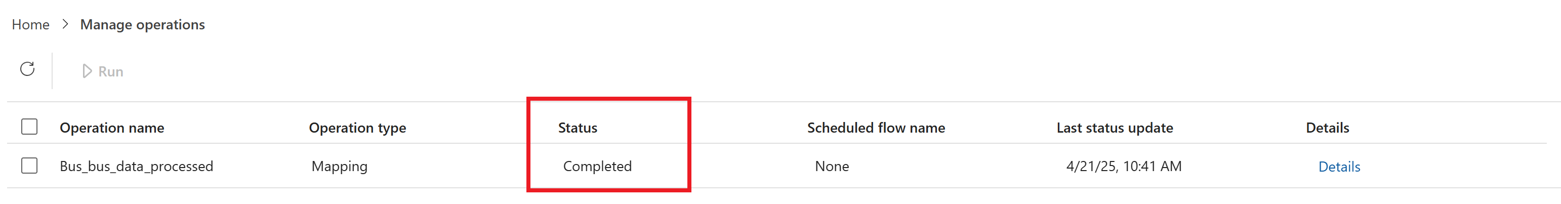 包含总线实体类型映射的“管理作”选项卡的屏幕截图。