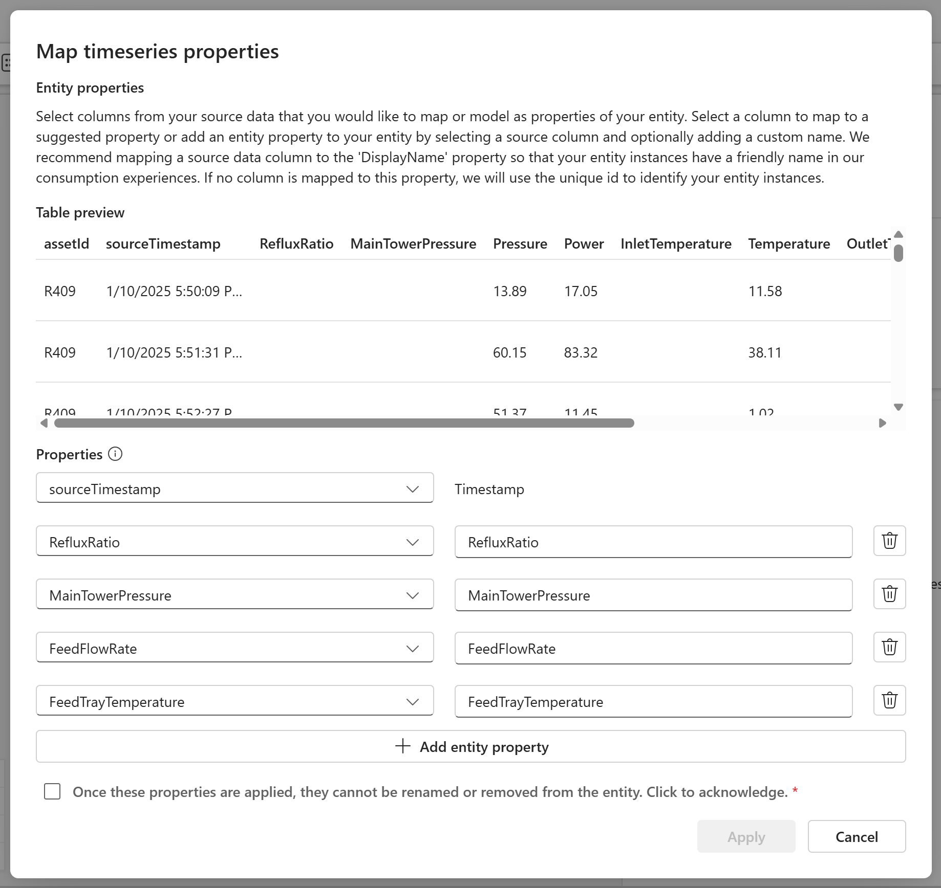 映射时序属性的屏幕截图。