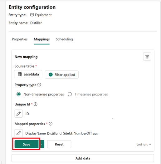 映射和“保存”按钮的屏幕截图。
