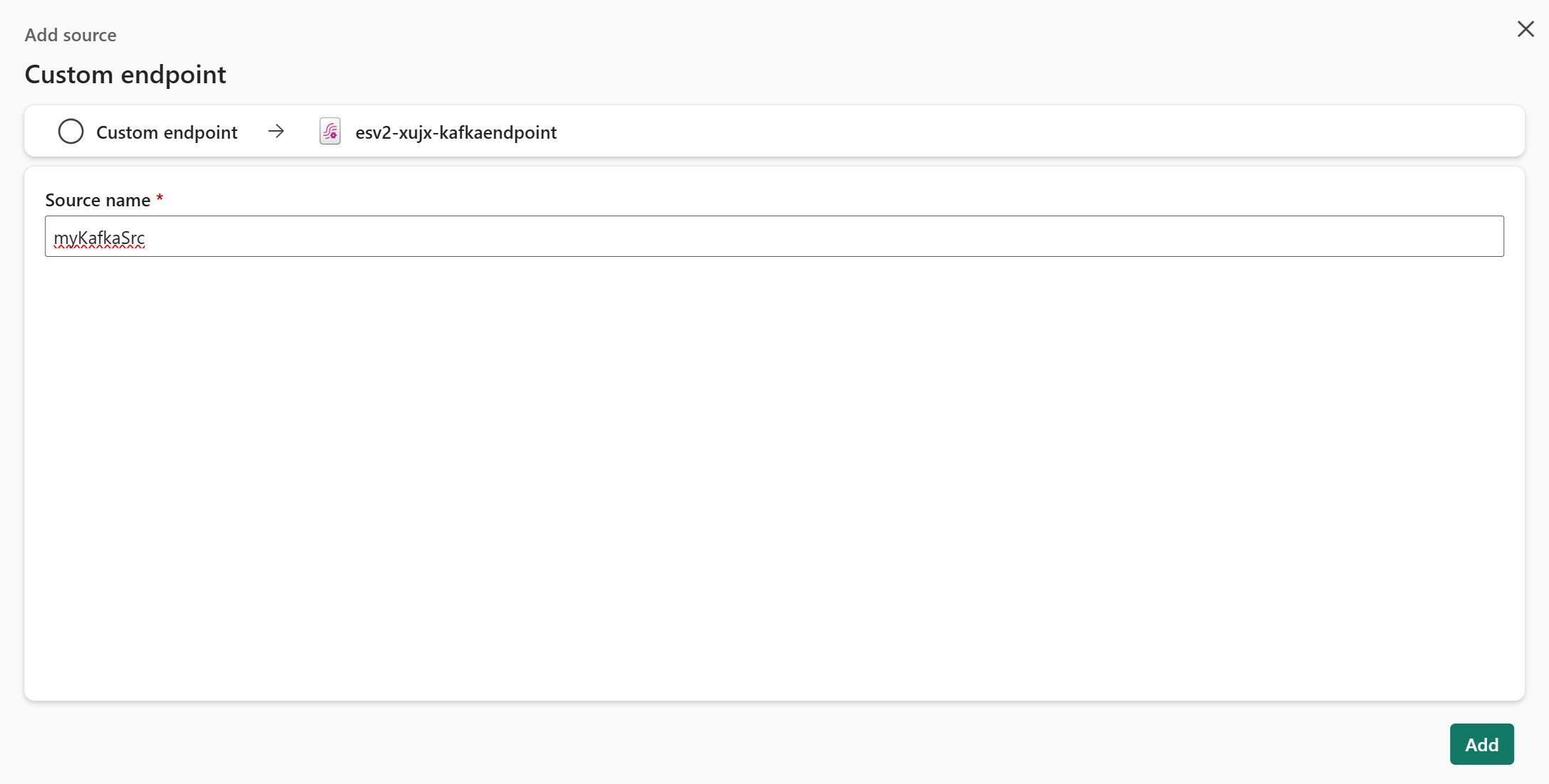 输入自定义终结点名称的屏幕截图。