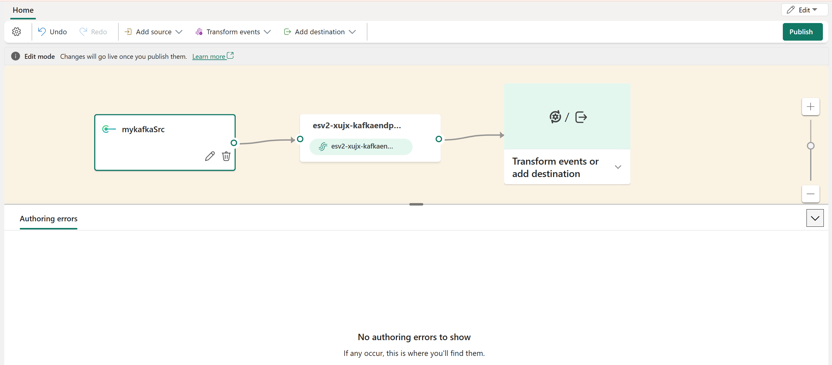 显示编辑模式下添加的自定义终结点的屏幕截图。