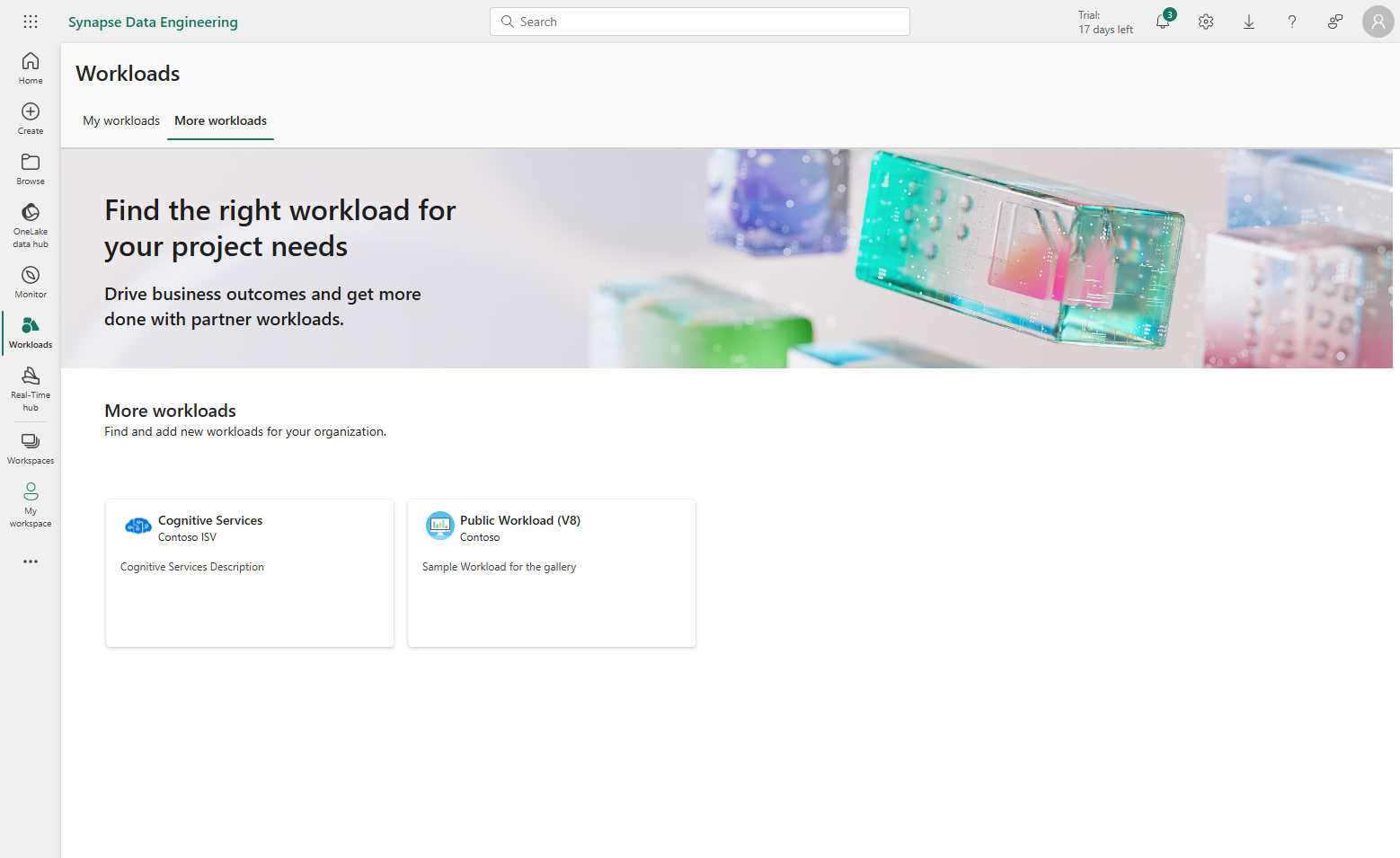 “更多工作负载”窗格的屏幕截图。