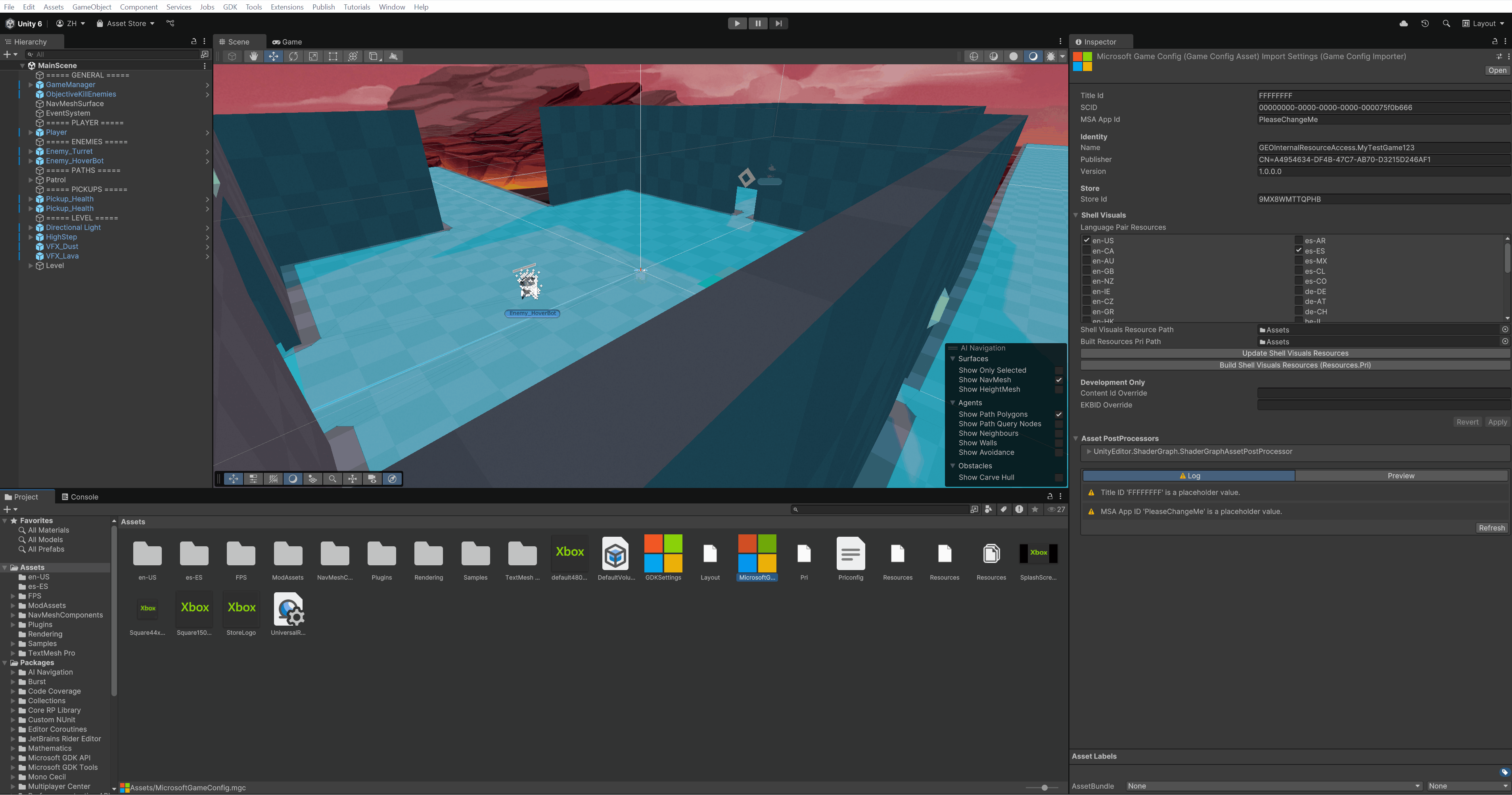 关联 Unity 6 中的Microsoft游戏配置