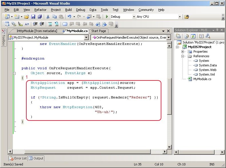 Implement IHttpModule Implement IHttpModule
