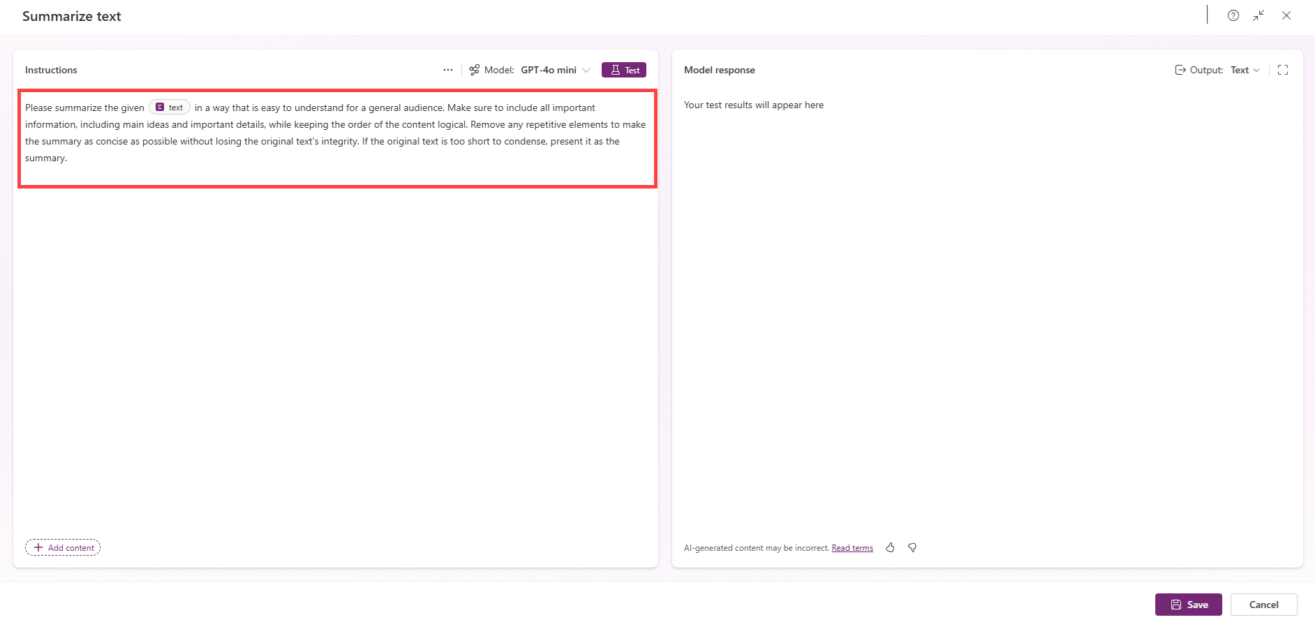 带有文本输入的摘要屏幕截图。