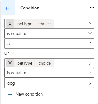 显示带有 Or 运算符的 Condition 分支的屏幕截图。