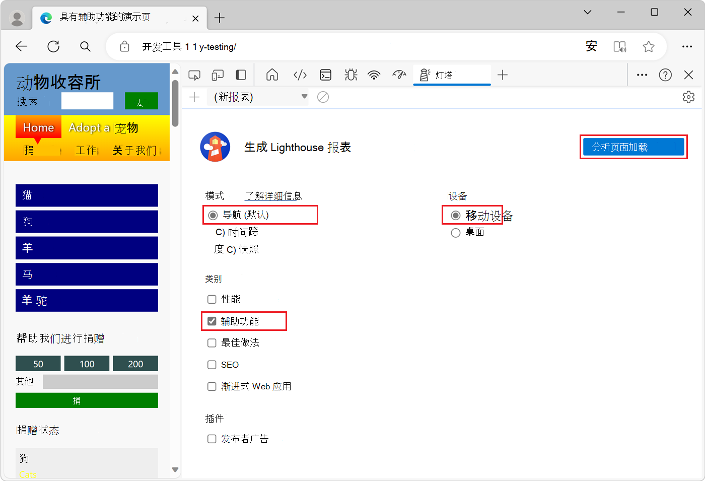 要使用的配置选项