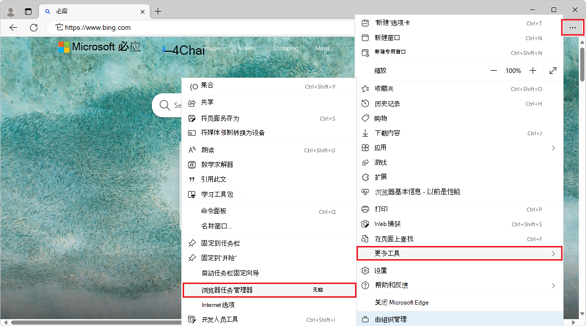 打开 Microsoft Edge 浏览器任务管理器