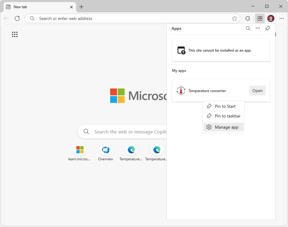 “管理应用”命令
