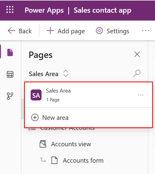 创建应用的区域。