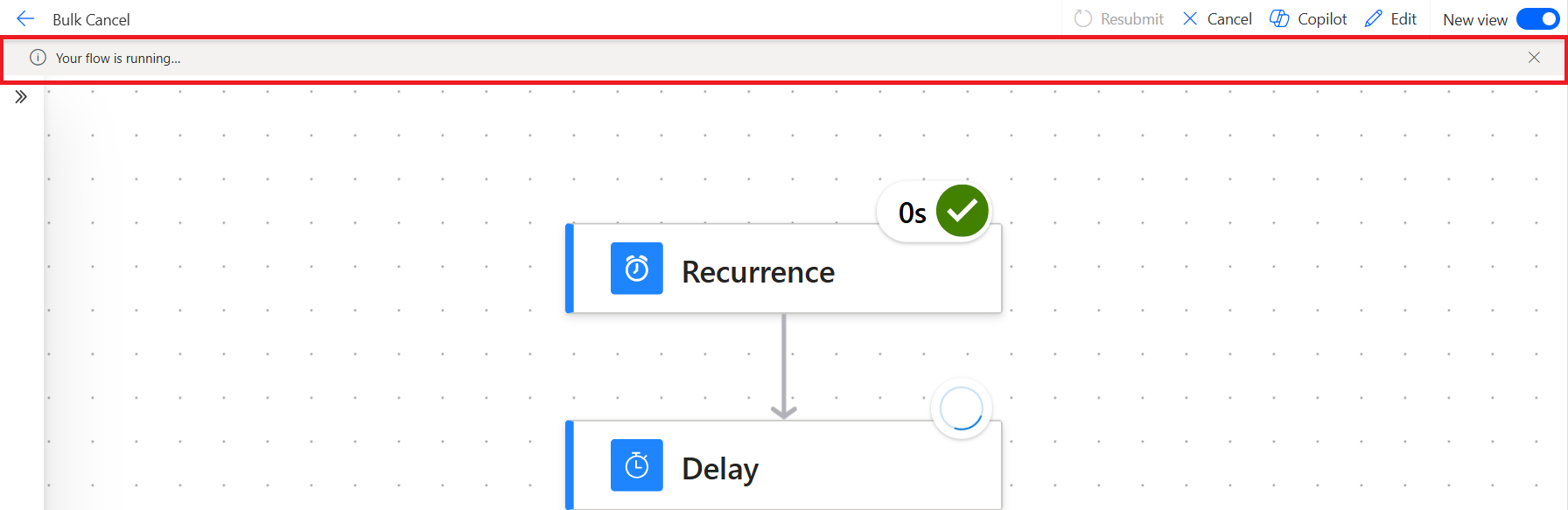 指示流正在运行的横幅屏幕截图。