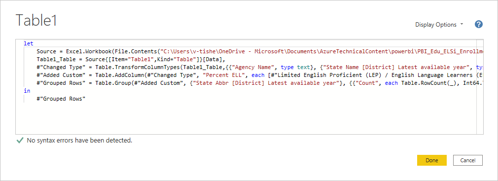 包含示例公式的高级编辑器对话框的屏幕截图。