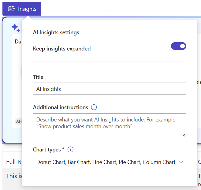 截图显示了**见解**标签中的 AI Insights 设置。