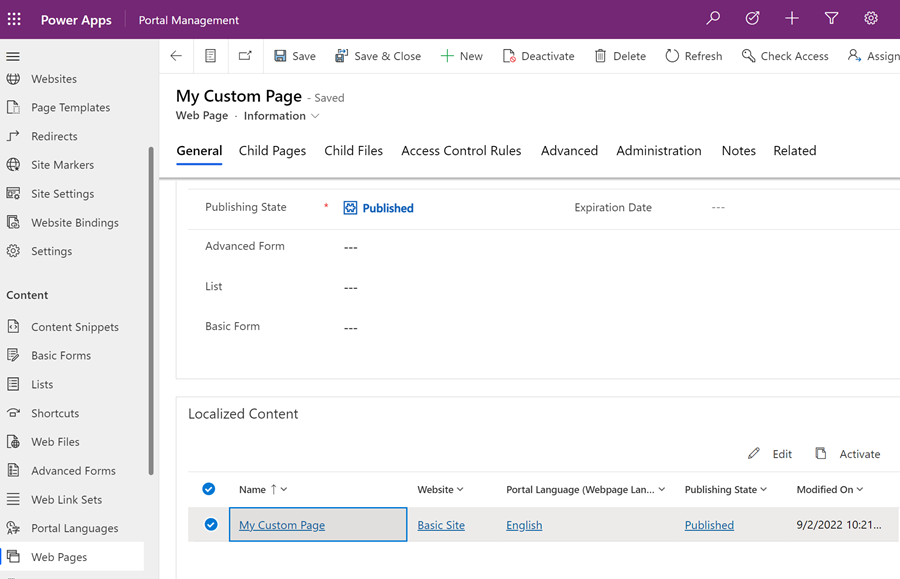 显示选择本地化内容页面的截图。