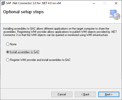选择将程序集安装到 GAC。