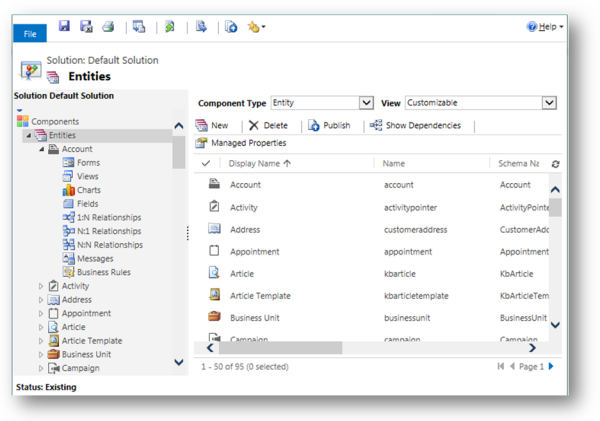 显示展开客户实体的默认解决方案