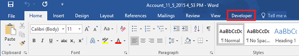 Word 功能区的开发人员工具
