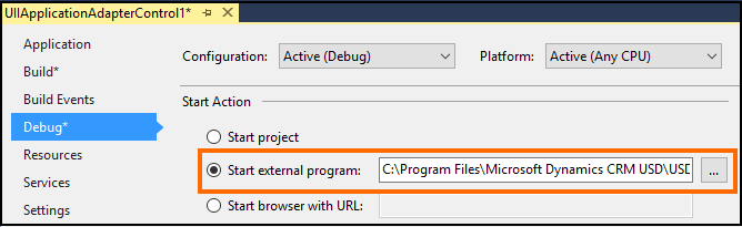 设置外部应用程序名称