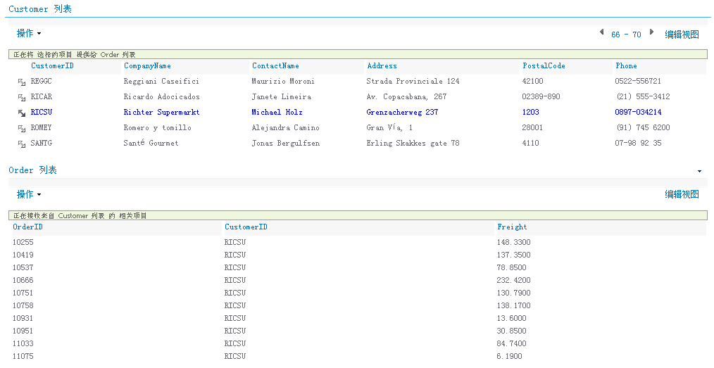业务数据列表和业务数据相关列表