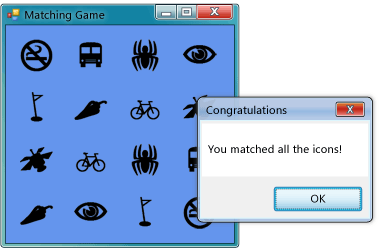 具有 MessageBox 的匹配游戏