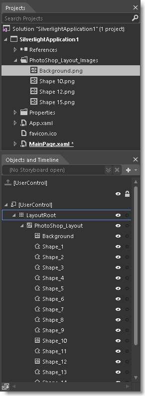 “导入 Adobe Photoshop 文件项目”面板