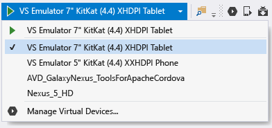 CrossPlat Xamarin Verify 3 Selecting the Visual Studio Emulator for Android as a debug target