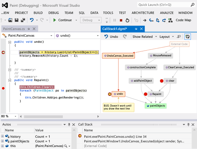 DebuggerMap_Overview Debugging with call stacks on code maps