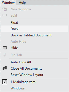0702-03_WindowManagementControls Window management commands in Visual Studio