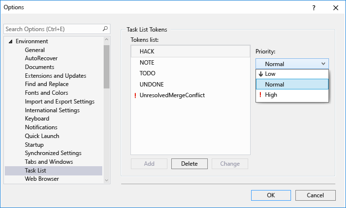 vs2015_task_list_options Visual Studio Task List
