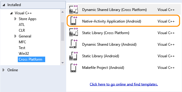 Native activity project template Native activity project template