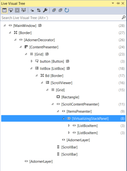 LiveVisualTree-ListBoxItems ListBoxItems in the Live Visual Tree